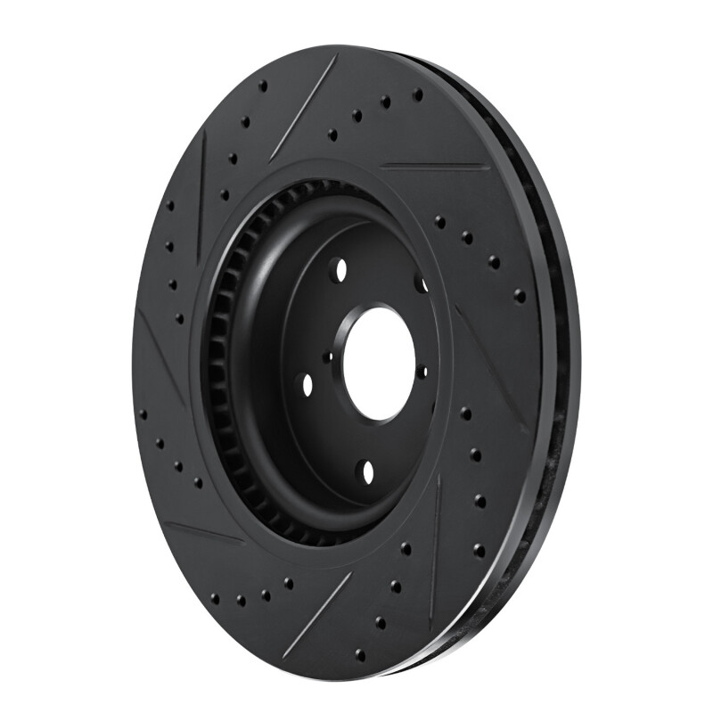 Subaru Crosstrek Brake Rotor (1) - Front Right - R1 Concepts - Drilled & Slotted - Black - `20-`25